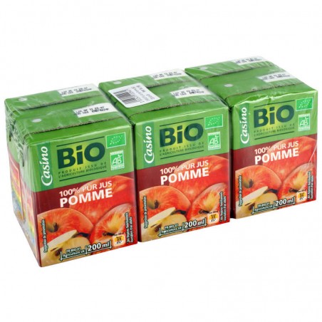 CASINO BIO 100% pur jus de pomme Bio 6x20cl