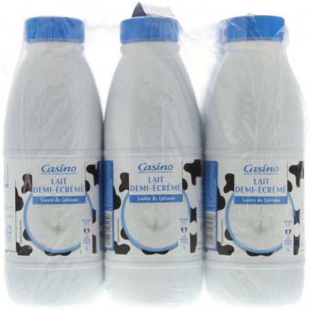 CASINO Lait demi-écrémé Source de Calcium - 6x1L